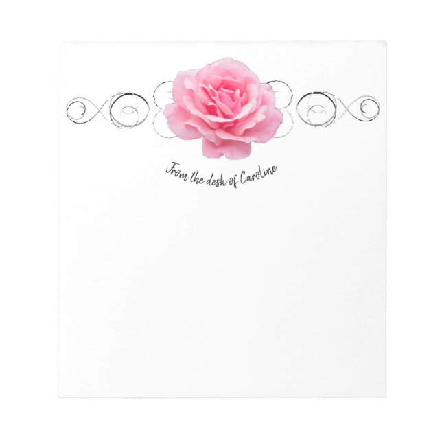 Pink Rose Personalised Notepad (Front)