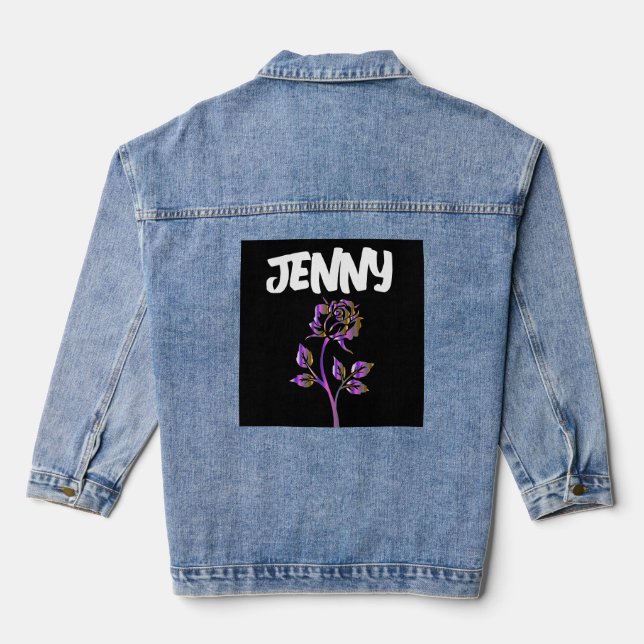 PINK ROSE PERSONALIZED Denim Jean Jacket (Back)
