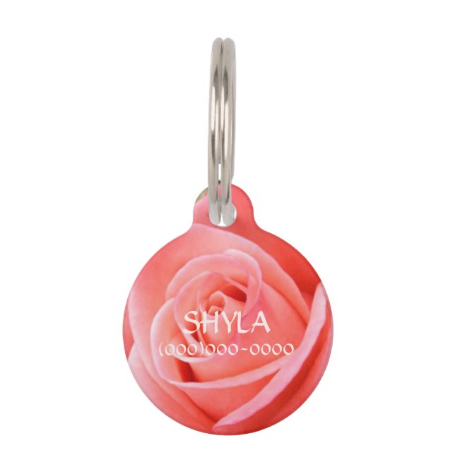 Pink Rose Pet Tag (Front)