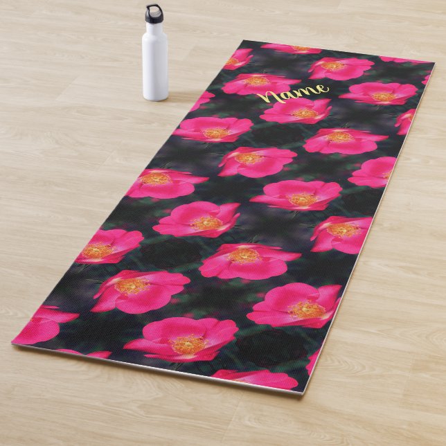 Pink Rose Petals Abstract Pattern Personalised  Yoga Mat (In Situ)