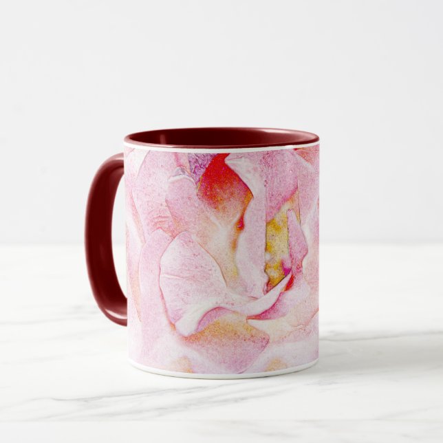 Pink Rose Petals Art Mug Cup (Front Left)