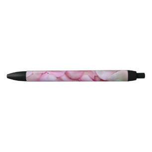 Pink Rose Petals Black Ink Pen