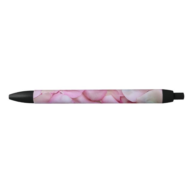Pink Rose Petals Black Ink Pen (Front)