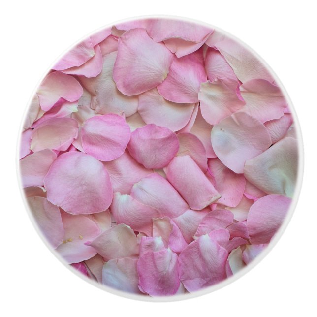 Pink Rose Petals Ceramic Knob (Front)
