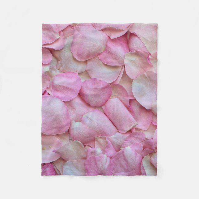 Pink Rose Petals Fleece Blanket (Front)