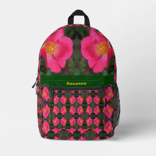 Pink Rose Petals Floral Personalised Printed Backpack