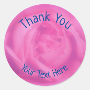 Pink Rose Petals Flower Thank You Personalised Classic Round Sticker