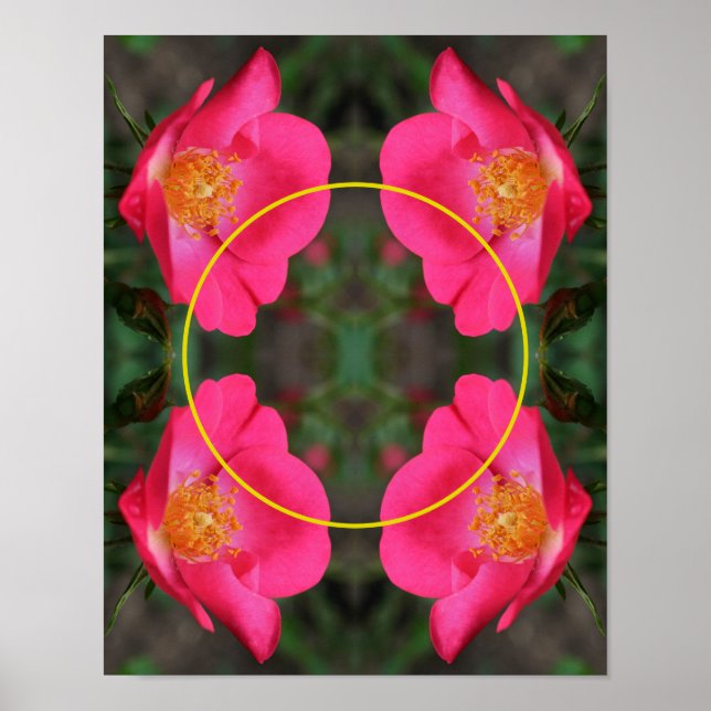 Pink Rose Petals Frame Create Your Own Photo Poster (Front)