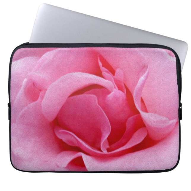 Pink rose petals laptop sleeve (Front)
