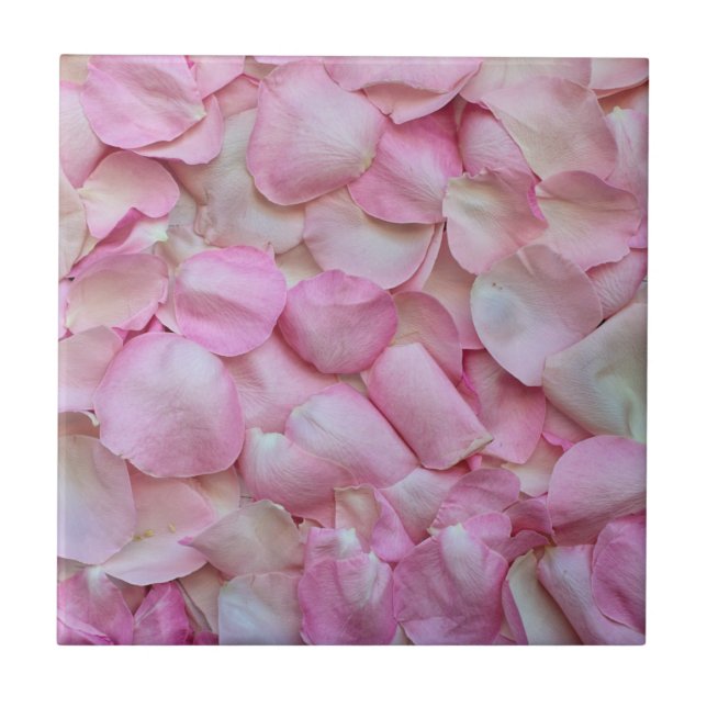 Pink Rose Petals Pattern Ceramic Tile (Front)