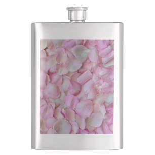 Pink Rose Petals Pattern Hip Flask