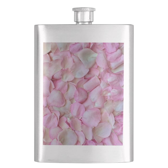 Pink Rose Petals Pattern Hip Flask (Front)