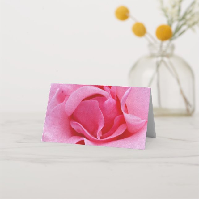 Pink rose petals place card (Front)