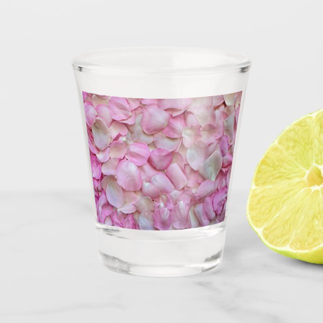 Pink Rose Petals Shot Glass (Front)