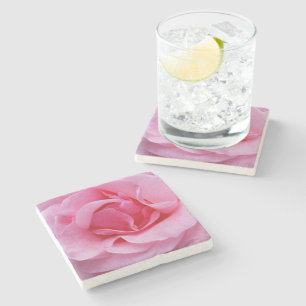 Pink rose petals stone coaster