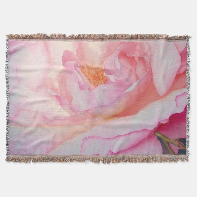 pink rose petals throw blanket (Front)