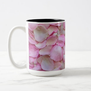 Pink Rose Petals Two-Tone Coffee Mug
