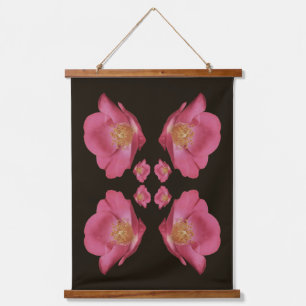Pink Rose Petals Vintage Abstract Hanging Tapestry