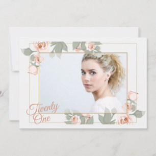 Pink Rose Photo Frame Invitation