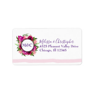 Pink Rose & Poppy Floral Bouquet Label