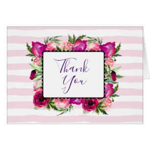 Pink Rose & Poppy Floral Bouquet Wedding Thanks