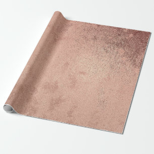 Pink Rose Powder Gold Grunge  Metallic Red Copper Wrapping Paper
