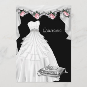 Pink Rose Princess Quinceanera Invitation