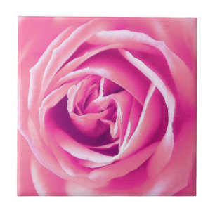 Pink rose print ceramic tile