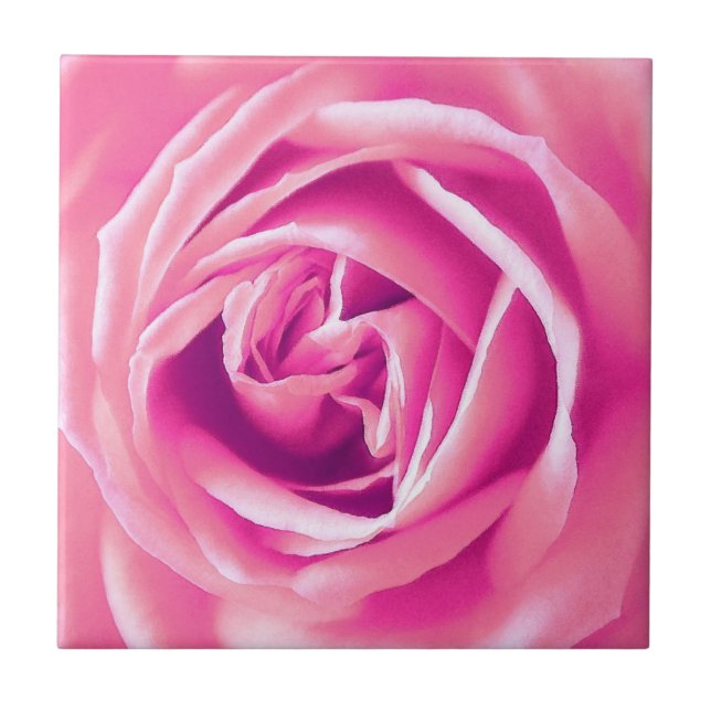 Pink rose print ceramic tile (Front)
