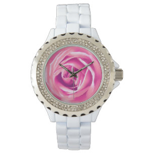 Pink rose print watch