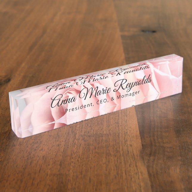 Pink Rose Professional Nameplate (Side)