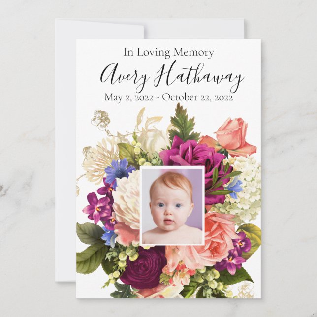  Pink Rose Purple Orchid Funeral Memorial Program  (Front)