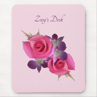 Pink Rose Purple Orchid Mousepad Name