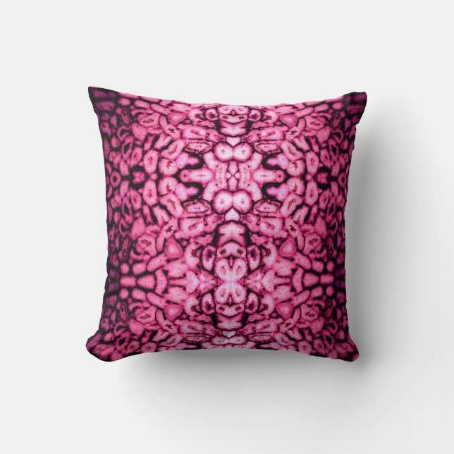 Pink Rose Quartz Agate Geodes abstract pattern Cushion (Front)