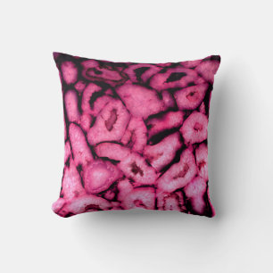 Pink Rose Quartz Agate Geodes abstract pattern Cushion