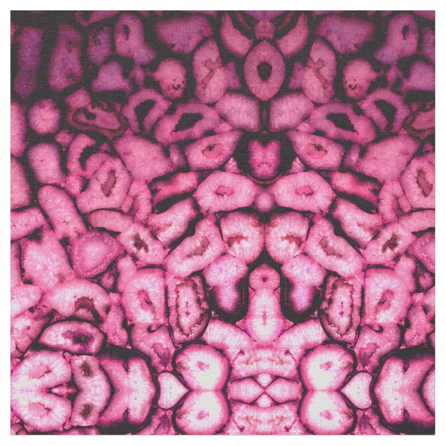 Pink Rose Quartz Agate Geodes abstract pattern Fabric (Close Up)