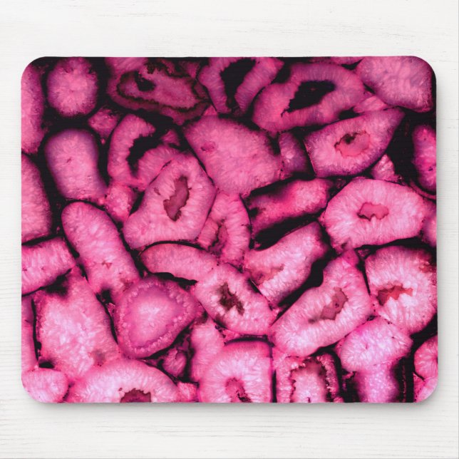 Pink Rose Quartz Agate Geodes abstract pattern Mouse Pad (Front)