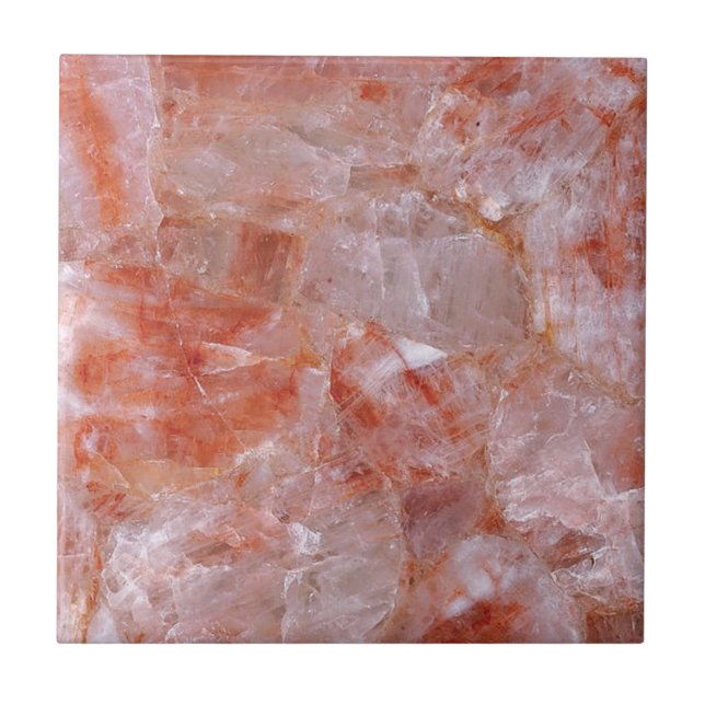 Pink Rose Quartz Gemstone Print Ceramic Tile (Front)