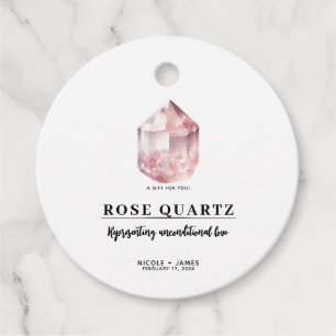 Pink Rose Quartz Love Crystal Wedding Favour Tags