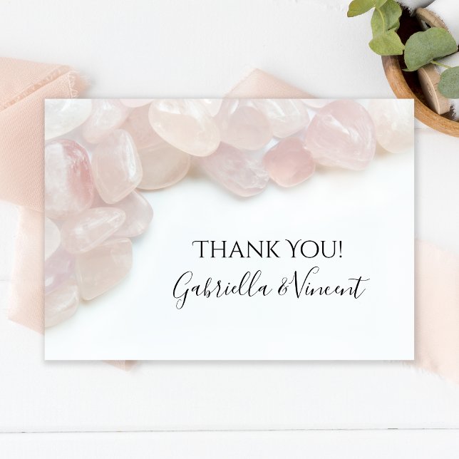 Pink Rose Quartz on White Wedding Thank You (Creator Uploaded)