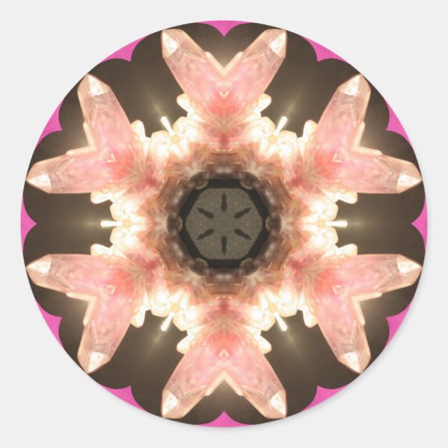 Pink Rose Quartz Pops! Classic Round Sticker (Front)