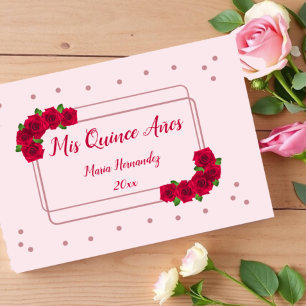 Pink Rose Quinceañera Guest Book