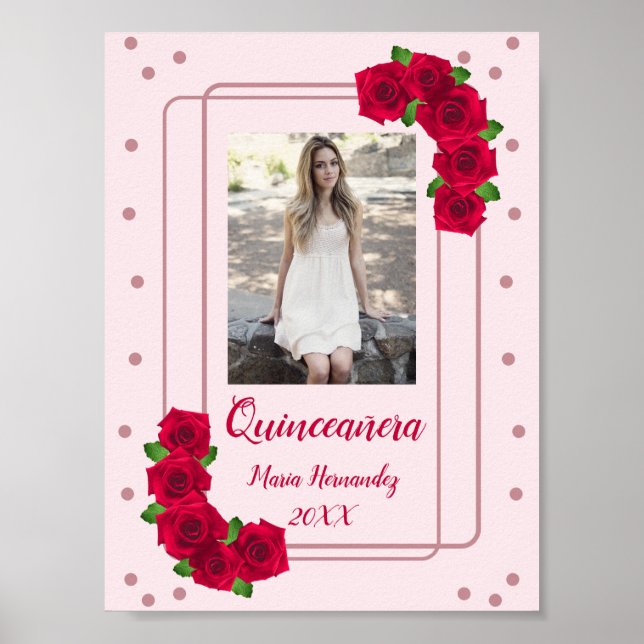 Pink Rose Quinceañera Poster (Front)