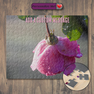 Pink Rose Raindrop Jigsaw Puzzle