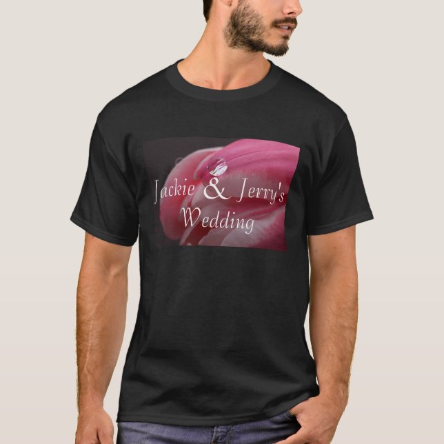 Pink Rose Raindrop Wedding T-Shirt (Front)