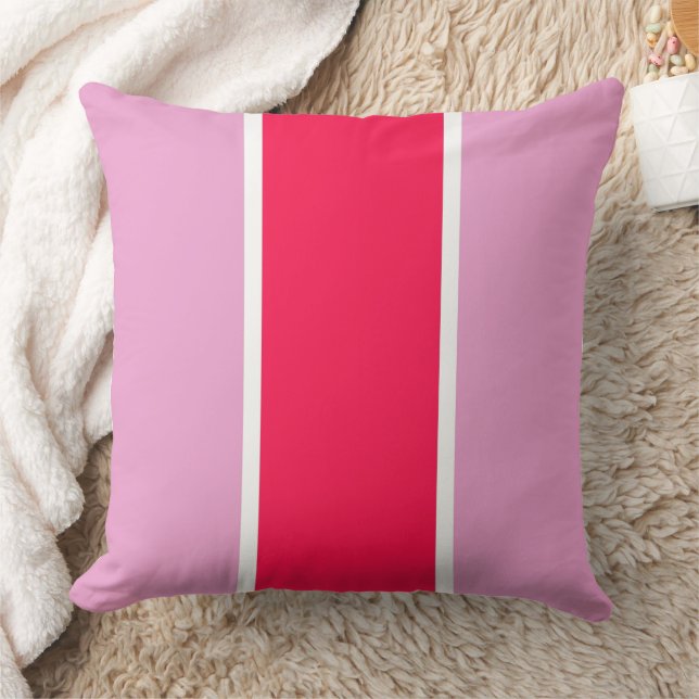 Pink rose, red and white lines cushion (Blanket)