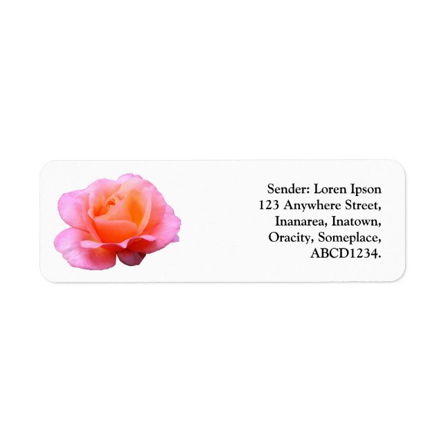 Pink Rose Return Address Label (Front)
