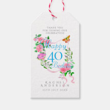 Pink Rose Ribbon 40th Birthday