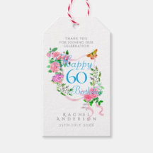 Pink Rose Ribbon 60th Birthday