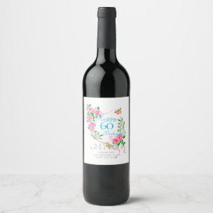 Pink Rose Ribbon 60th Birthday Wine Label